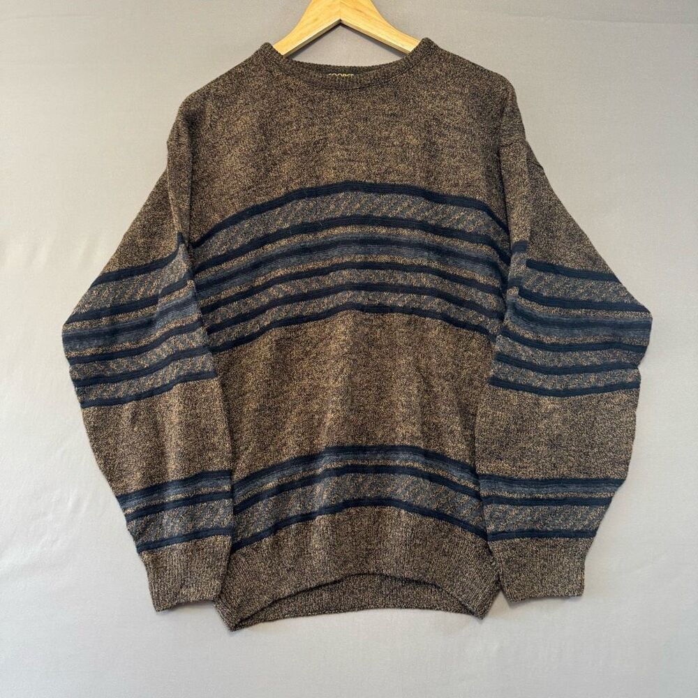 Cooper Knitwear Men’s Striped Round Neck Knit Sweater Size Large